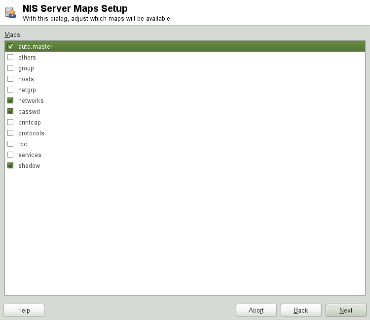 Установка отображений NIS-сервера